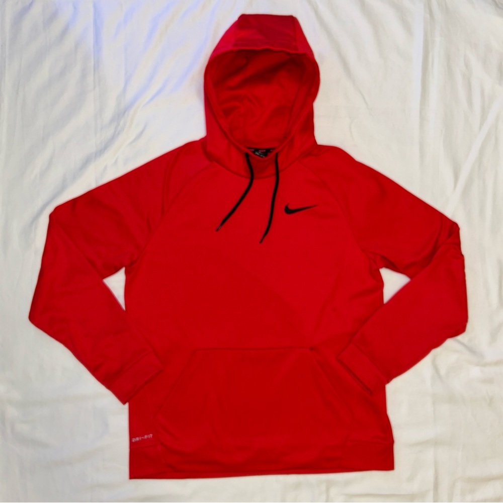 Nike Dri-FIT Red Pullover Hoodie Men’s Large Athletic Sweatshirt